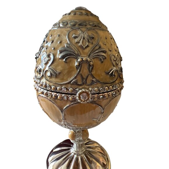 Home Accents Musical Egg Ornate Silver Gold Butterfly Original Box Working - Picture 2 of 6